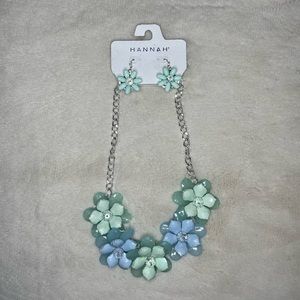 Baby Blue and Mint Colored Necklace with Matching Earrings